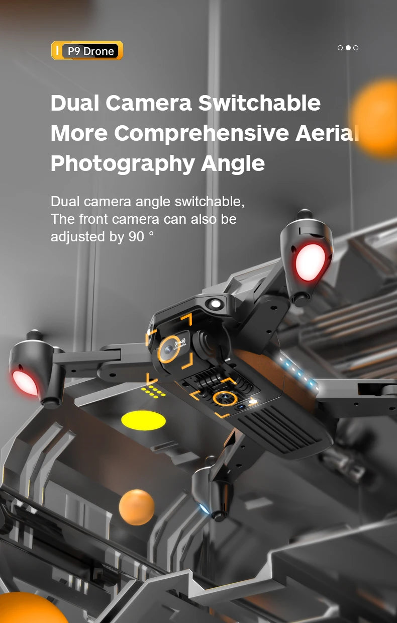 P9 Drone, p9 drone dual camera switchable more comprehensive aerial photography angle 