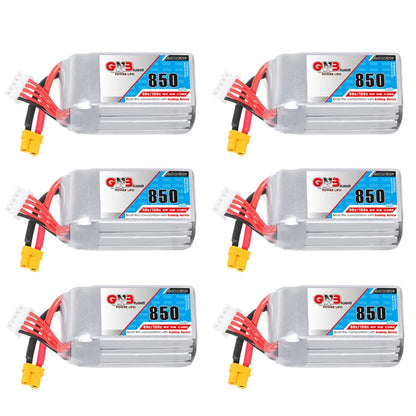 GNB 4S 14.8V 850mAh 80C/160C Lipo Battery, A high-performance LiPo battery for FPV racing drones, offering 14.8V, 850mAh capacity and speeds of up to 80C/160C.