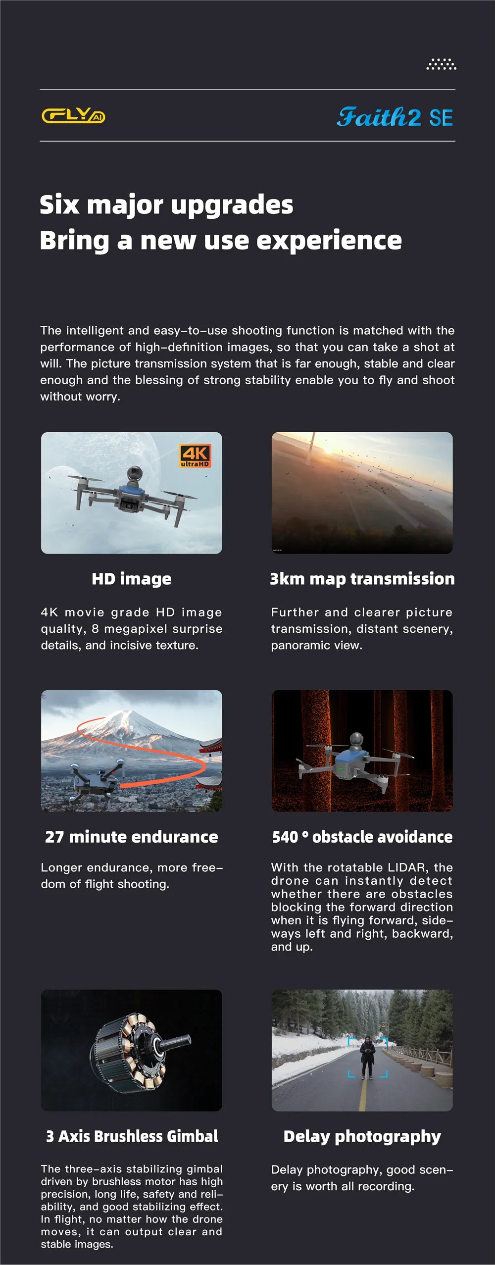 CFLY Faith2 SE Drone, AK ultraHD image 3km map transmission 4K movie grade HD image Further and clearer