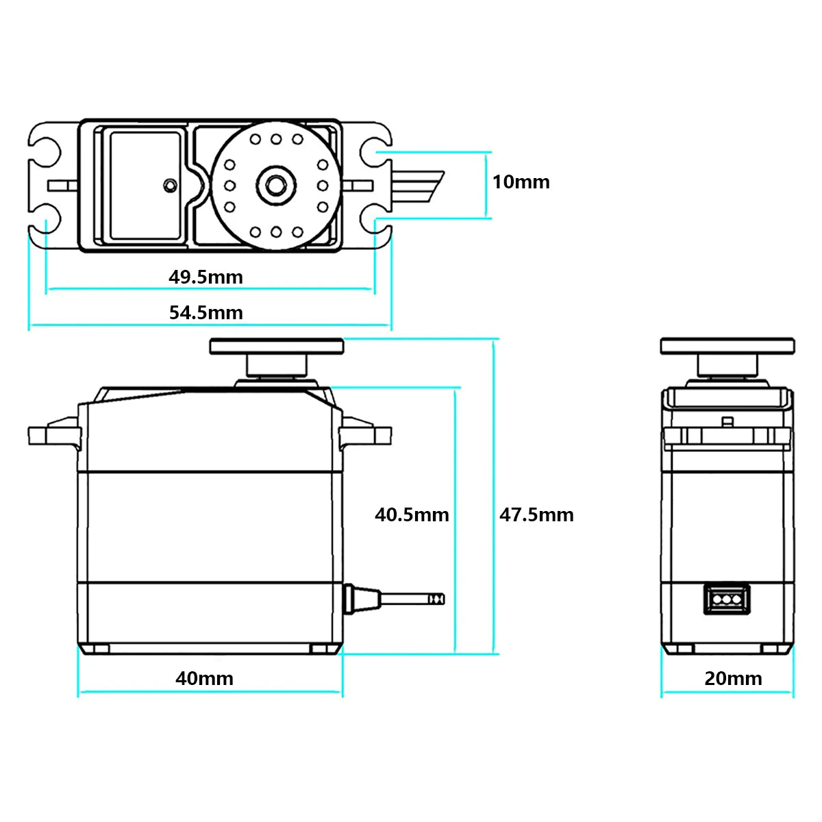 Mayatech 1258TG V3 20KG Servo, Waterproof servo for parabolic systems with high torque and digital steering.