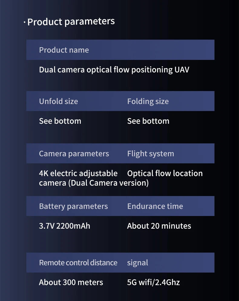S169 Drone, 4k electric adjustable optical flow location camera (dual camera version)