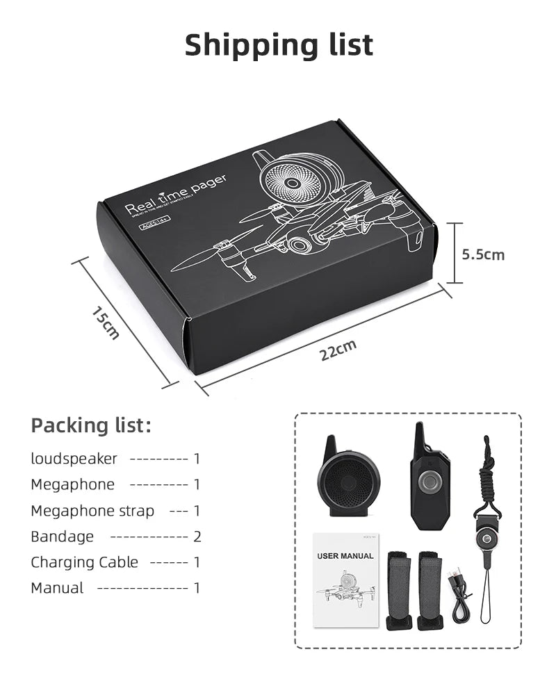 Universal Wireless Loud Speaker, Shipping list 5.Scm Packing list: loudspeaker Megaphone Megaphone strap