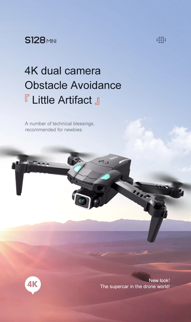 KBDFA S128 Mini Drone, s128mini 4k dual camera obstacle avoidance .