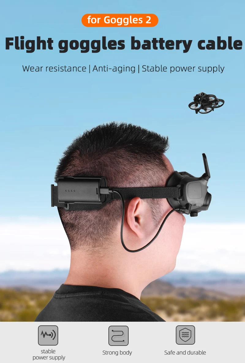 Avata Goggles 2 Eye Mask, Goggles 2 Flight goggles battery cable Wear resistance Anti-aging Stable power supply