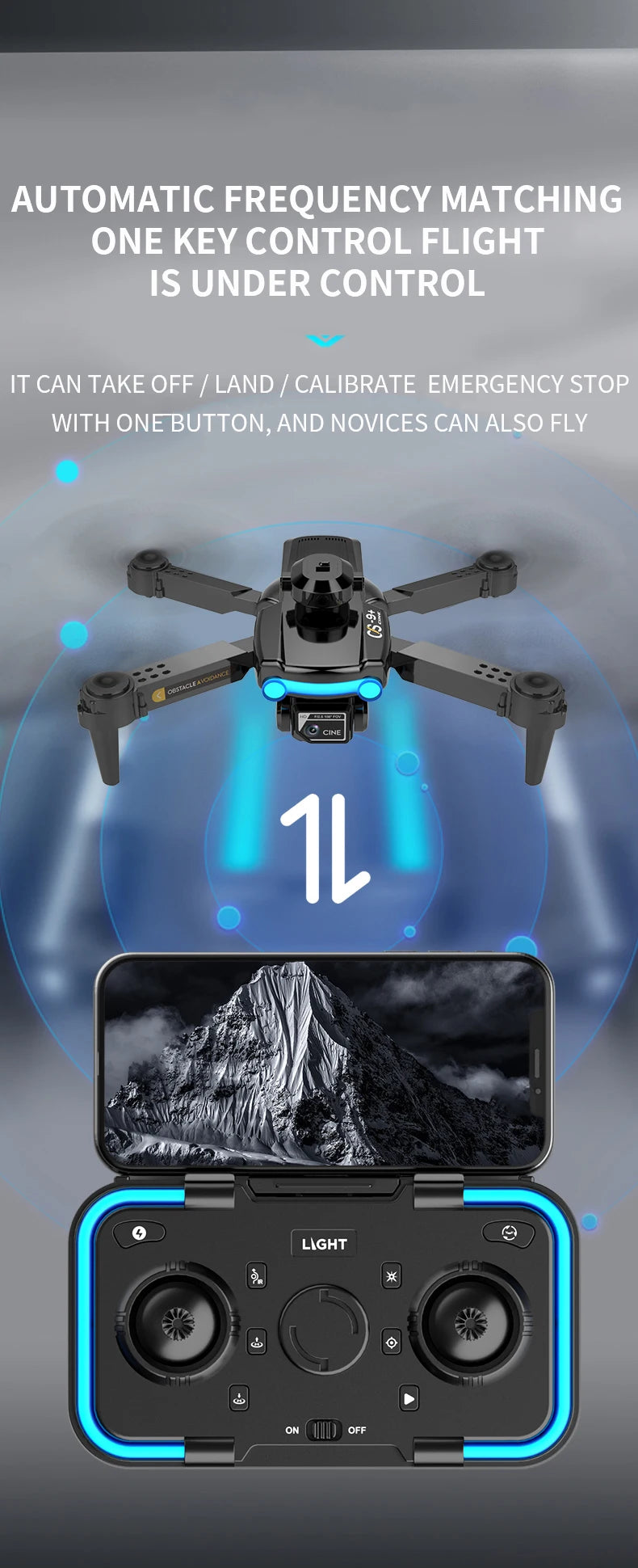 2024 New XYRC CS9 Mini Drone - 4K Dual Camera Four Side Obstacle Avoidance Optical Flow Positioning Foldable Quadcopter Toys Gifts 32 automatic frequency matching one key control flight is under control it can take off