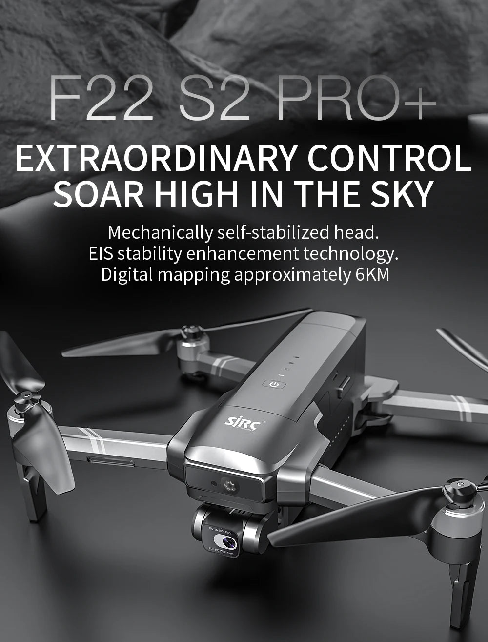 SJRC F22 S2 Pro + Drone, Capture stunning aerial footage with extraordinary control, mechanical stabilization & digital mapping up to 6km.