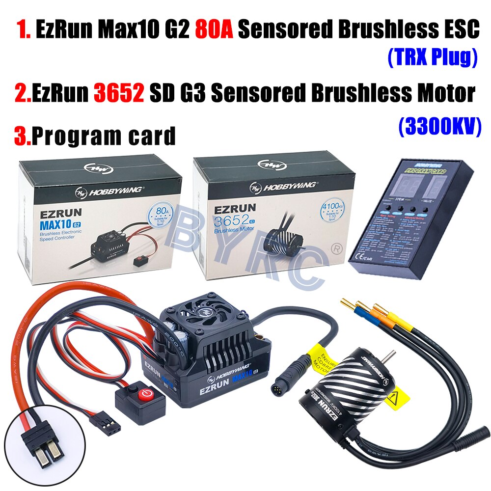 HobbyWing's EzRun Max10 ESC and 3652 SD G3 Motor combination provides power for 1/10 RC cars with ease.