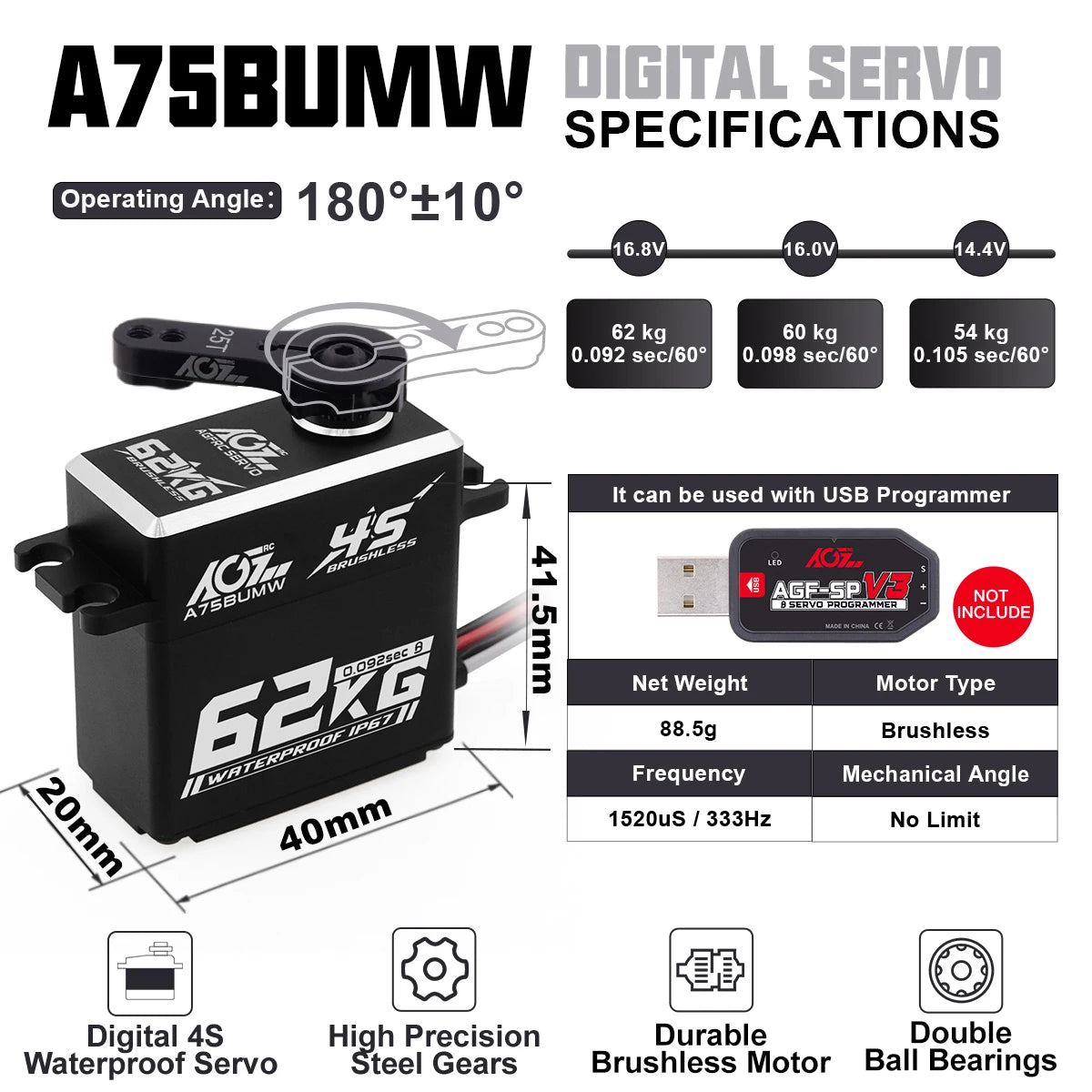 AGFRC A75BUMW, AZ5BUMW digital serVQ SPECIFICA TIONS Operating Angle: 18