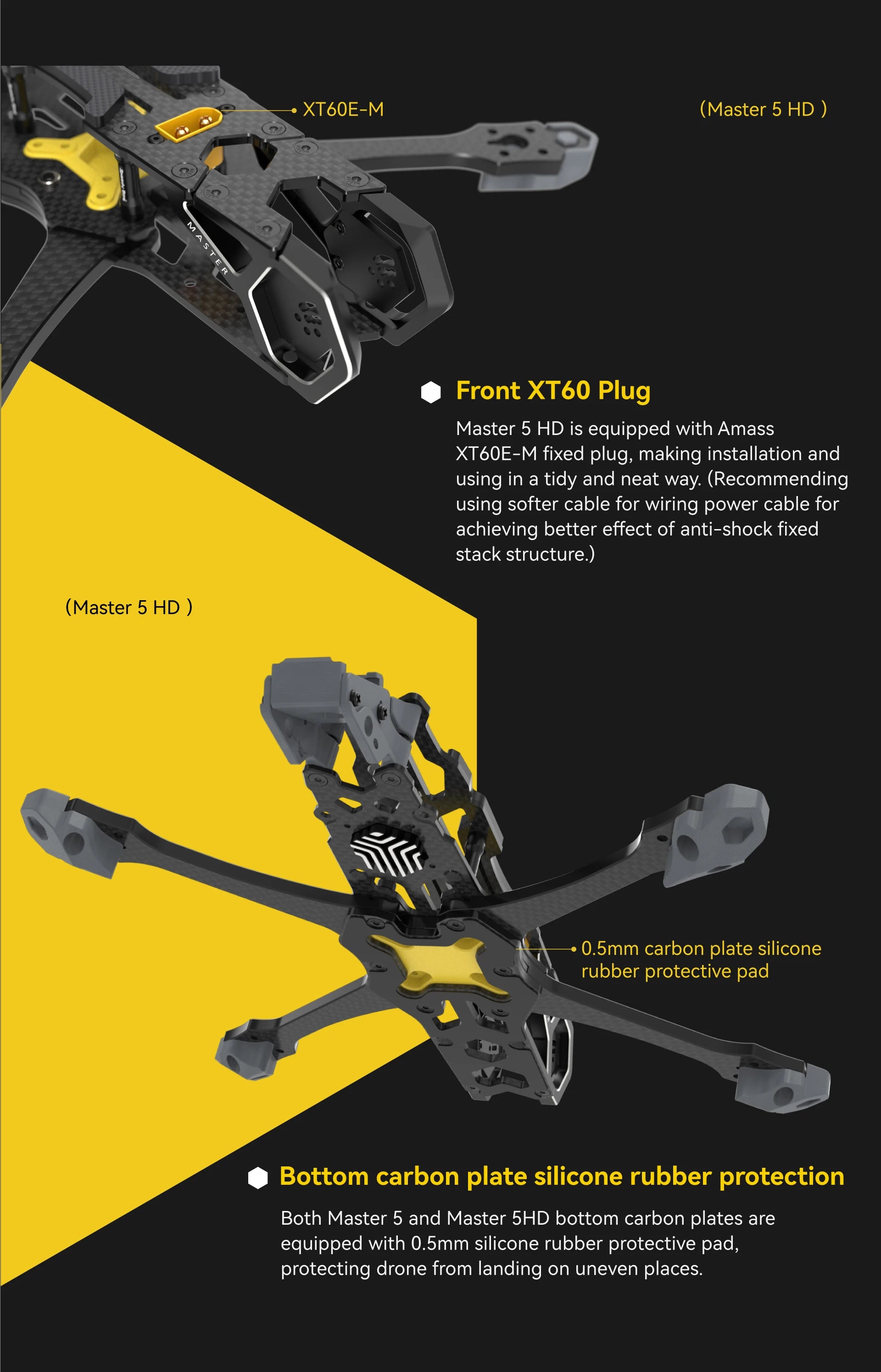 Master 5 HD is equipped with Amass XT6OE-M fixed plug