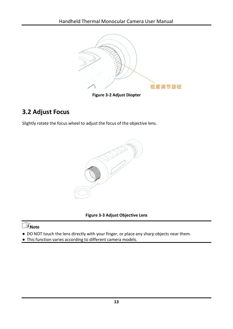manual #EiATmetl Figure 3-2 Adjust Diopter 3.2 Adjust Focus Slight