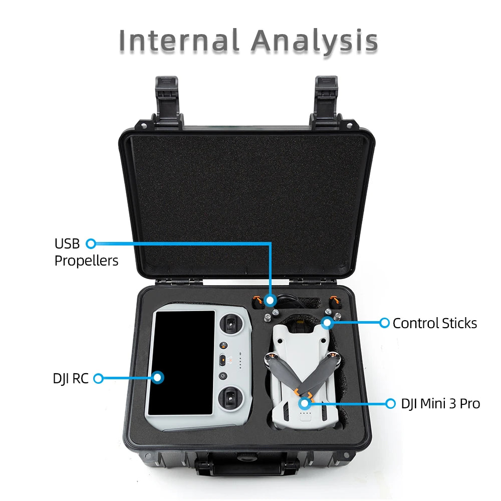 Mini 3 PRO Portable Suitcase Hard Case, Internal Analysis USB Propellers Control Sticks DJI RC DJI Mini 3