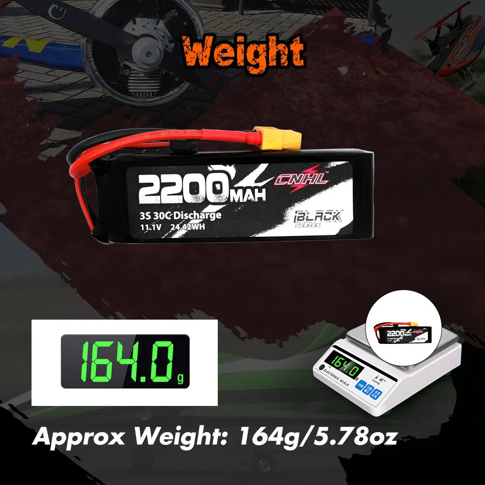 2PCS CNHL 2200mAh Battery - 3S 4S 6S 11.1V 14.8V 22.2V Lipo Battery With XT60 Plug For RC Car Airplane Helicopter Quadcopter Hobby FPV Drone Battery 18 2PCS CNHL 2200mAh Battery, battery dimension and weight may have little error due to the difference between measurement .