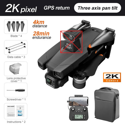 AE86 Pro Max Drone, 2K pixel GPS return Three axis pan tilt 4km
