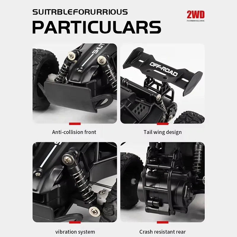 Samochód zdalnie sterowany 4WD DK087 RC Drift Racing 1:16 Off Road, stop aluminium, 2.4G, szybkie ciężarówki z LED, wspinaczka, idealny prezent dla dzieci