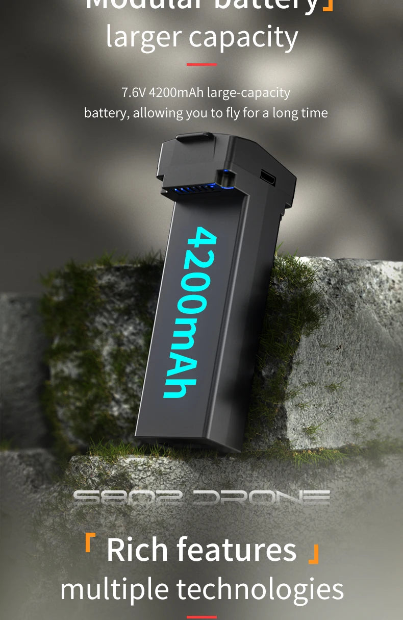 S802 Pro Drone, Ividutai pattci > larger capacity 7.6V 4200mAh