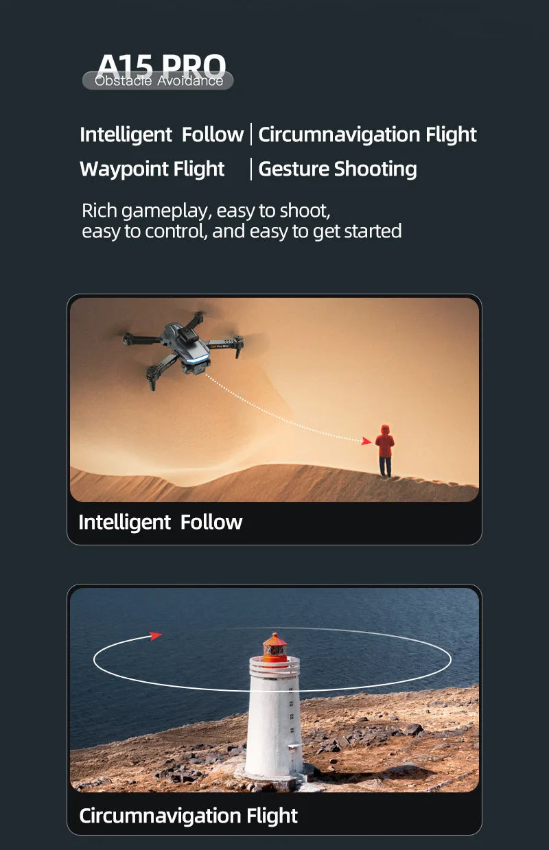 A15 Drone, intelligent follow circumnavigation flight waypoint flight gesture shooting rich