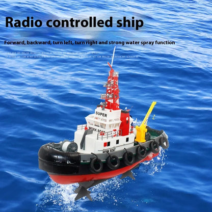 60cm Fire Rescue Water Spray RC Boat, Radio controlled ship with forward, backward, turn left, turn right and strong water spray function.