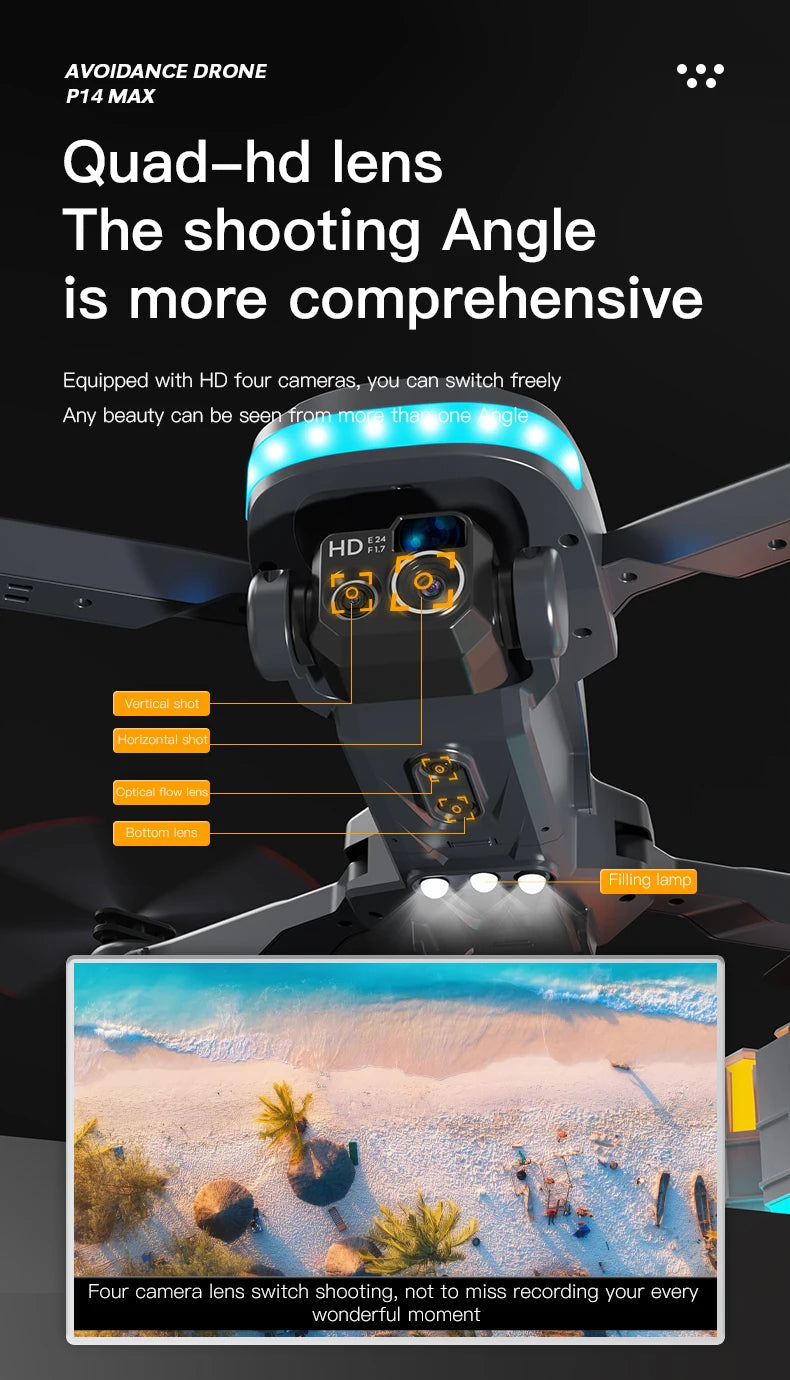 P14 Drone, avoidance drone p14 max quad-hd lens the shooting