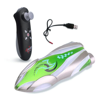Mini Remote Controlled Boat RC Stunt Ship, LED, 2.4G, 360° rotation, 15m range, 3.7V 100mAh, pool/bathtub toy