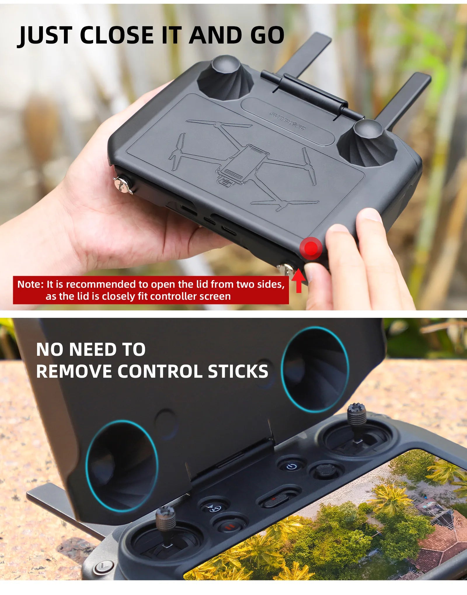 it is recommended to open the lid from two sides, as the lid is closely fit controller screen