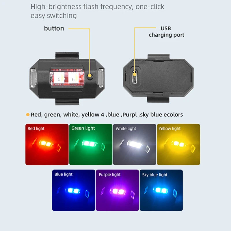 high-brightness flash frequency, one-click easy switching button USB charging port Red,