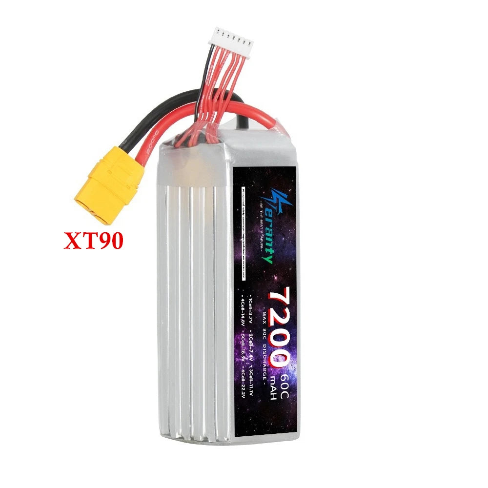 TERANTY 6S 22.2V 7200mAh 60C Lipo Battery for RC FPV Drones With Deans T XT90 EC5 XT60 Connector