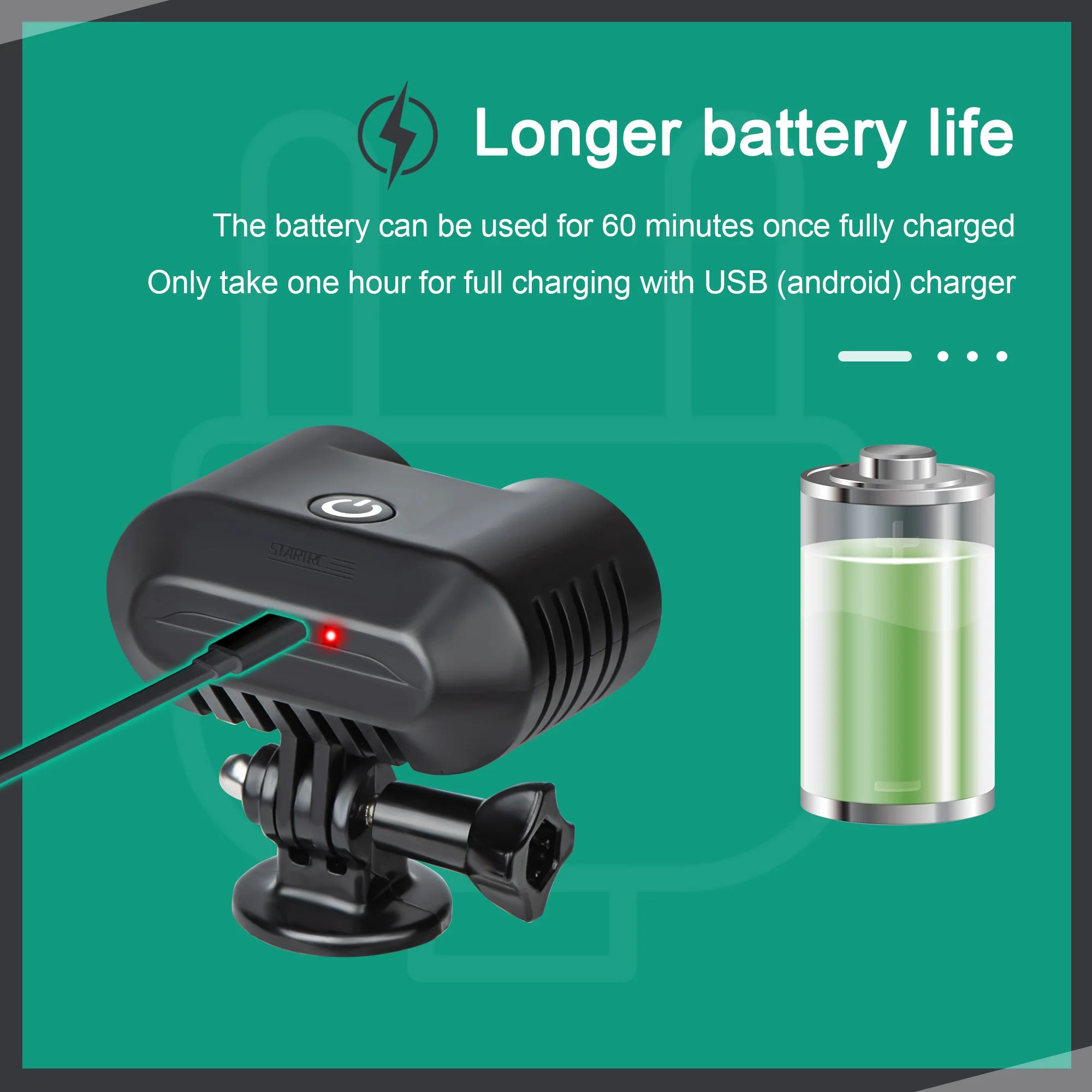 Search Light For DJI Avata, Longer battery life The battery can be used for 60 minutes once fully charged Only take one hour