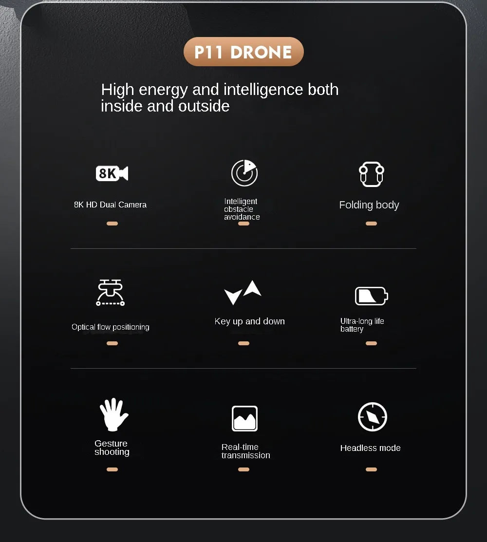 P11 Drone - GPS rc distance 2km 8K HD dual camera with 5G WIFI wide angle FPV real-time transmission professional drone 21 P11 Drone, p11 drone high energy and intelligence both inside and outside 8k