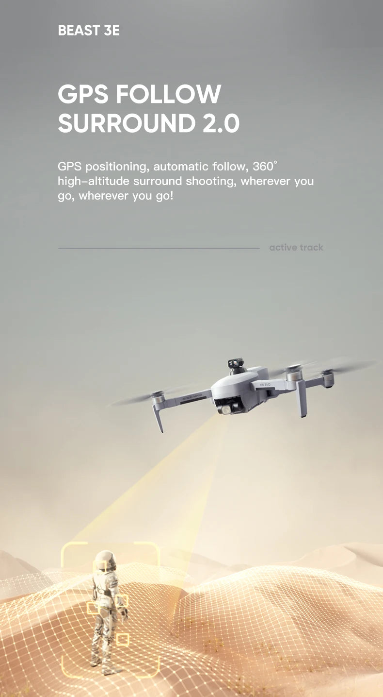 BEAST 3E SG906 MAX2 Drone, BEAST 3E GPS FOLLOW SURROUND 2.0 GPS positioning; automatic follow;