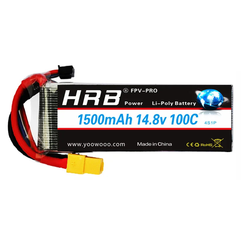 2PCS HRB Lipo Battery, FPV_PRO Hrb Power Li-Poly Battery 1500mAh 14.8v