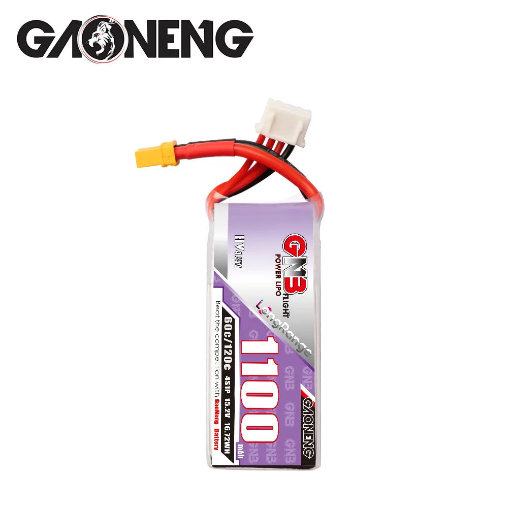 GNB 15.2v 4S HV 1100mAh 60c/120c Lipo Drone Battery For RC Helicopter Quadcopter FPV Drone