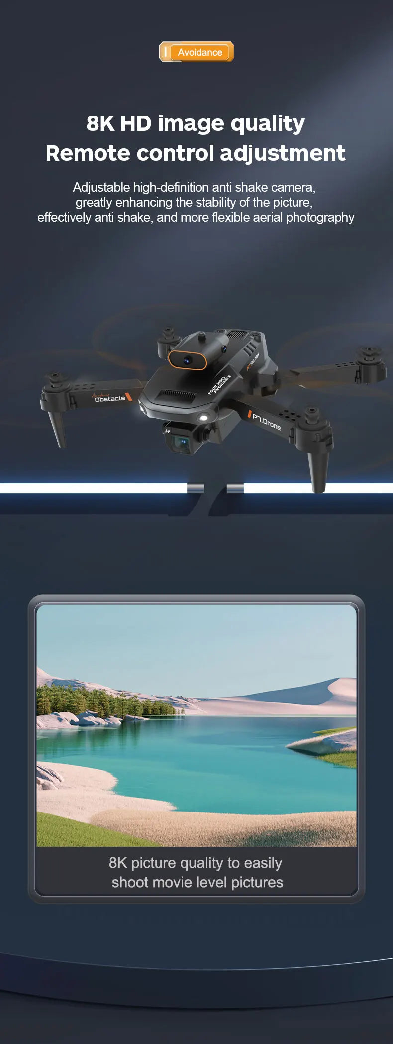 P7 Drone - 8K HD WIFI FPV 360 Obstacle Avoidance Drones Aerial Photography Four-Axis Rc Aircraft Rc Helicopter Kid Toy Gift 37 P7 Drone, avoidance 8k hd image quality remote control adjustment adjustable high