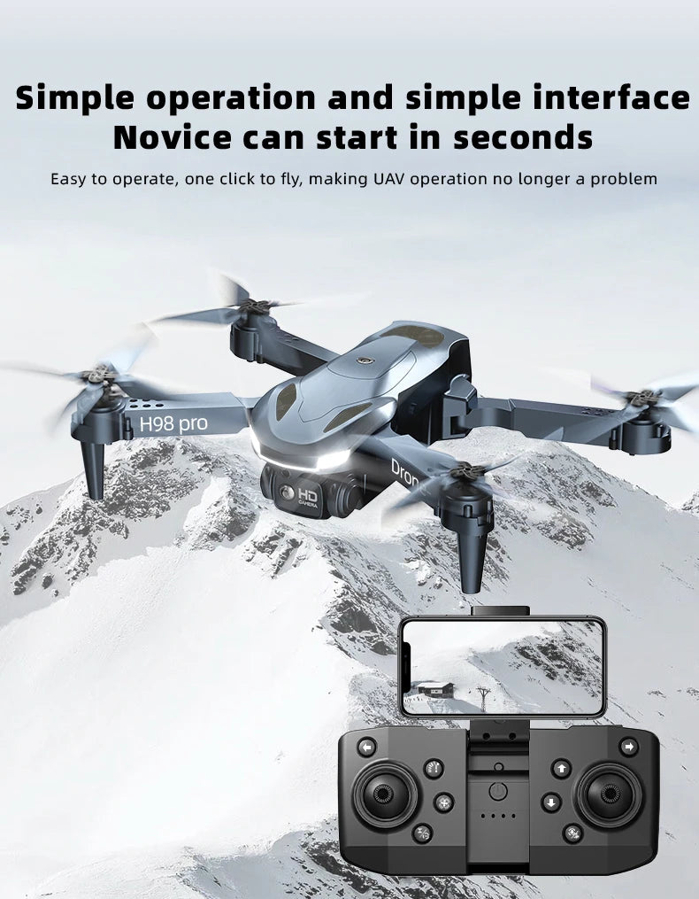 H98 Pro Drone - 4K Dual HD Camera Aerial Four Axis Aircraft Obstacle Avoidance RC Helicopter Dron Adult Toys 2023 best drone 21 H98 Pro Drone, simple operation and simple interface novice can start in seconds easy to operate,