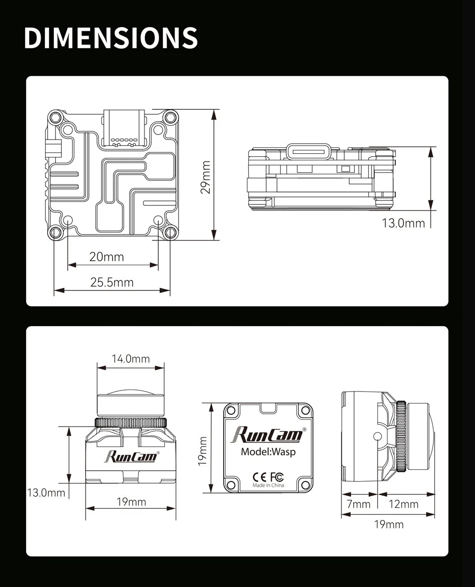 DIMENSIONS 1 13.Omm 20mm 25.5mm 14.Omm Runtw