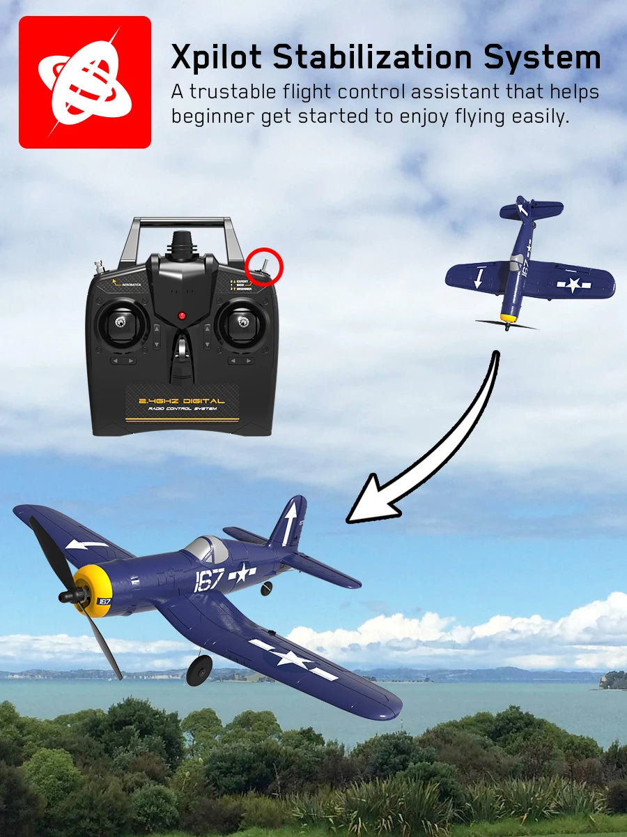 F4U Corsair RC Plane - EPP 761-8 400mm Wingspan RC Airplane One-key Aerobatic RTF Remote Control Aircraft Toys 19 F4U Corsair RC Plane, Xpilot Stabilization System A trustable flight control assistant that helps beginner get started to