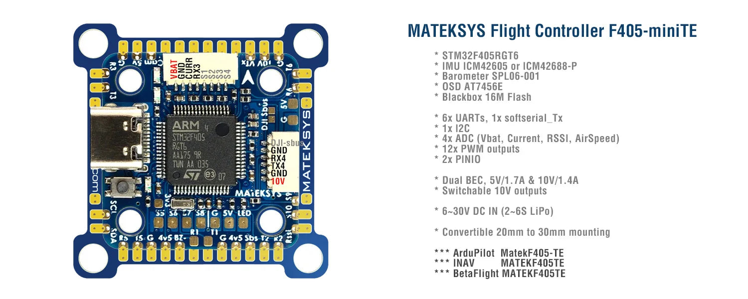 MATEK  F405-MINITE, MATEKSYS Flight Controller F4O5-miniTE STM3ZF4