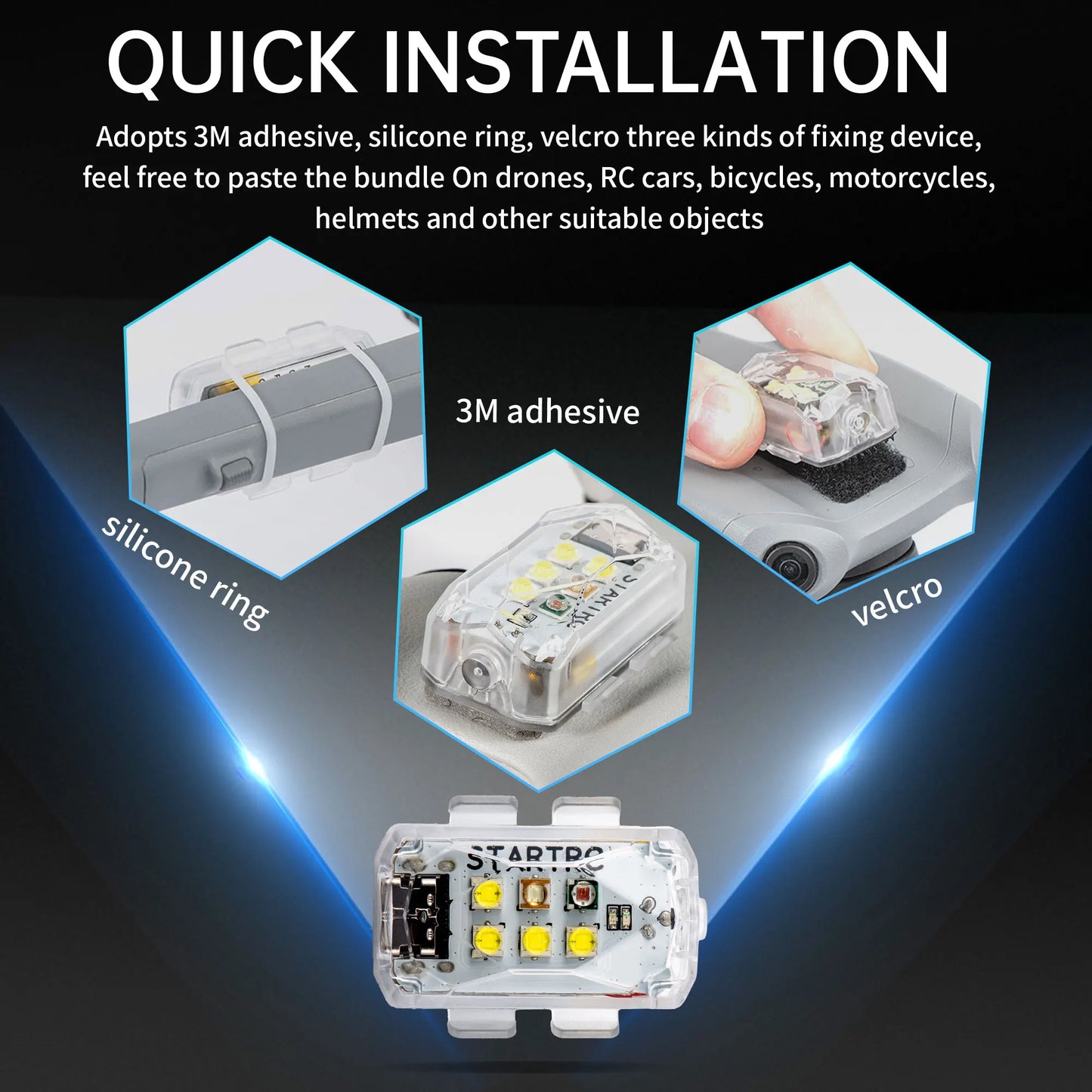 Lumière stroboscopique STARTRC pour drone, 6 LED, visibilité 5 km — Feux clignotants pour DJI Mini 4 Pro/Air 3/Mini 3/2/Air 2S