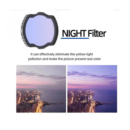 NIGHT Filter can effectively eliminate the yellow light pollution and make the picture present real color