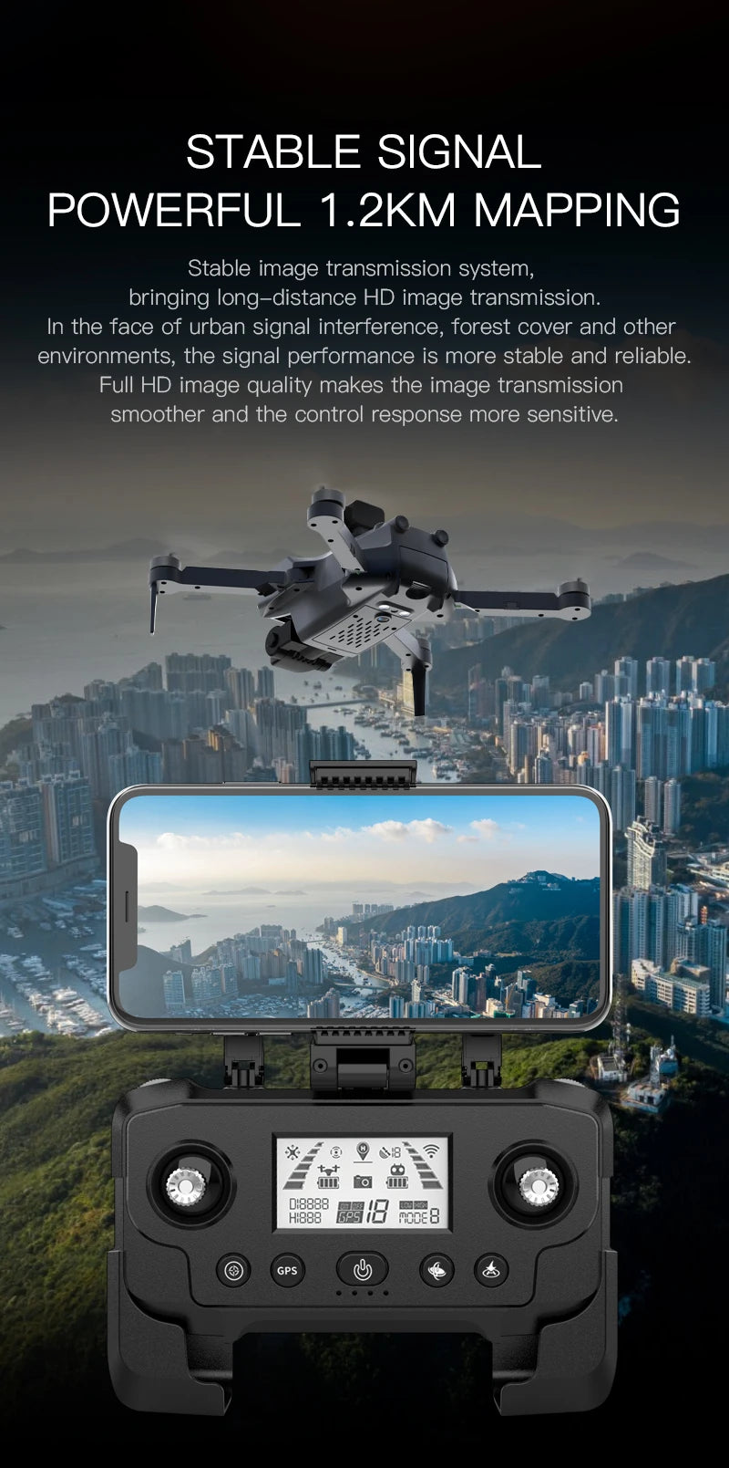 The ZD011 PRO Drone features a 5km range, 4K camera, and 2-axis anti-shake gimbal for smooth video capture.