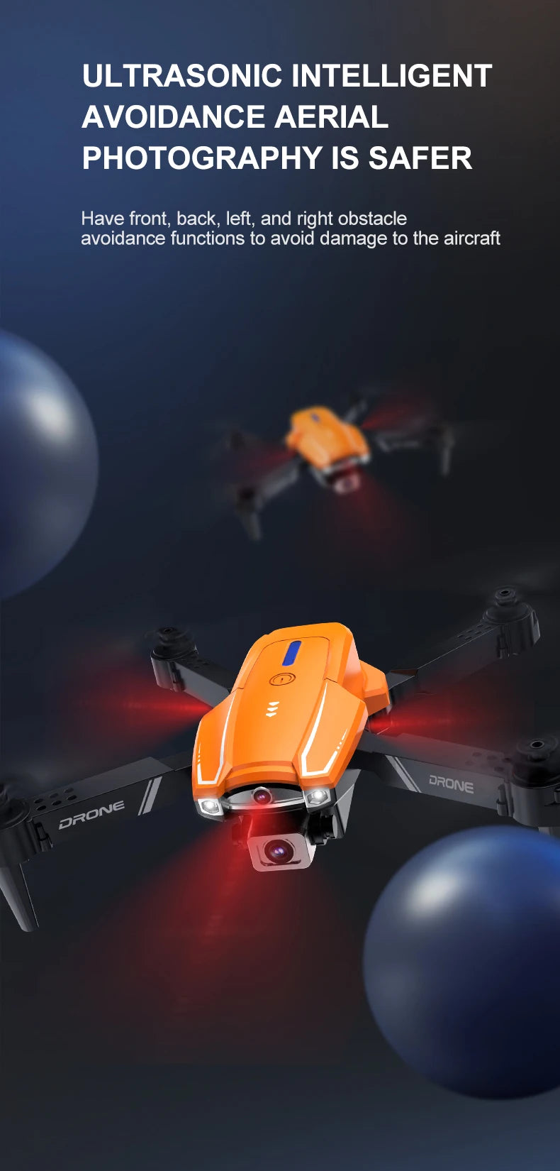 S2 Drone - 4K Profesional 5G WIFI Dual HD Camera Drone Quadcopter Drone HD Wide-Angle Dual Camera Gift Toy For Boy 16 S2 Drone, intelligent avoidance aerial photography is safer have front; back, left,