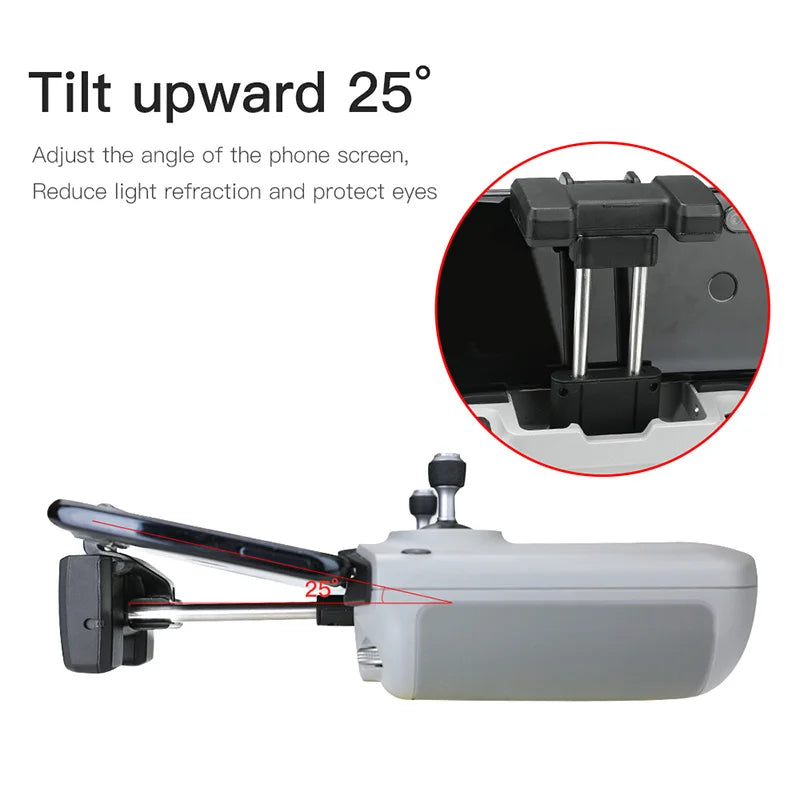 For DJI MINI 2 Remote Control Extend Smartphone Tablet Bracket Clip Holder for Mavic AIR 2/Air 2S/Mavic 3 Drone Accessories 10 Tilt upward 25 Adjust the angle of the phone screen; Reduce light refraction and
