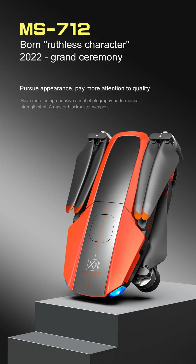 MS-712 Drone - GPS 5G 3-Axis Gimbal 8K HD UHD Camera Support TF Card Helicopter Brushless Motor FPV Quadcopter Aircraft Professional Camera Drone 27 MS-712 Drone, MS-712 Born "ruthless character" 2022 grand ceremony Pursue appearance