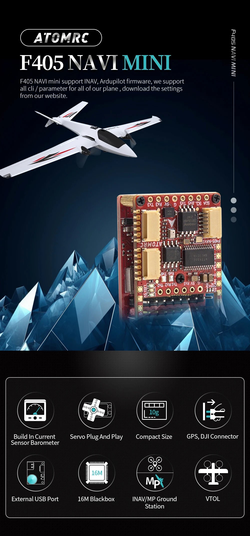 ATOMRC 8 2 F405 NAVI mini support INAV,Ardupilot