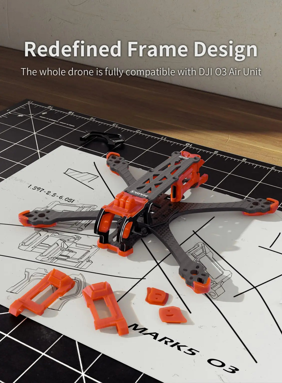 GEP-MK5D O3 MK5X to MK5D Conve DeadCat Frame, Redefined Frame Design The whole drone is fully compatible with DJI 03 Air Unit 2 .