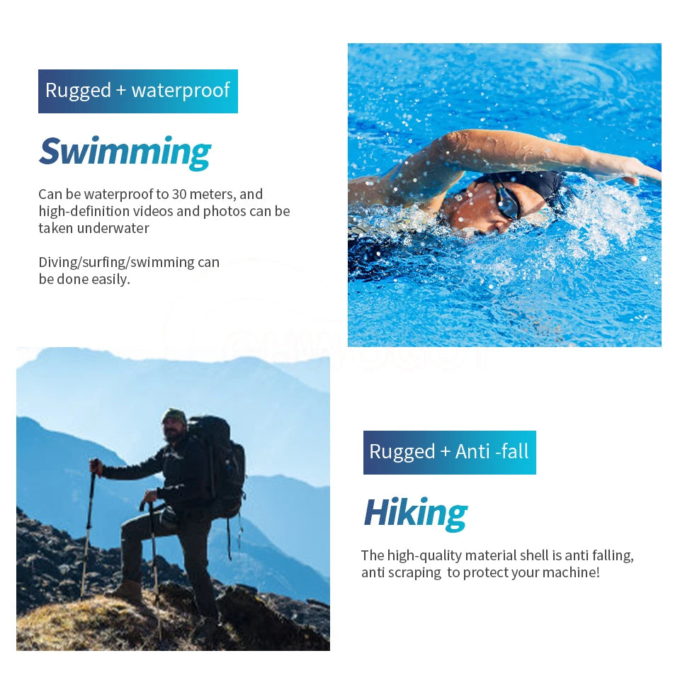 4K HD Pocket Action Camera, Rugged waterproof Swimming can be waterproof to 30 meters, and high-definition videos and