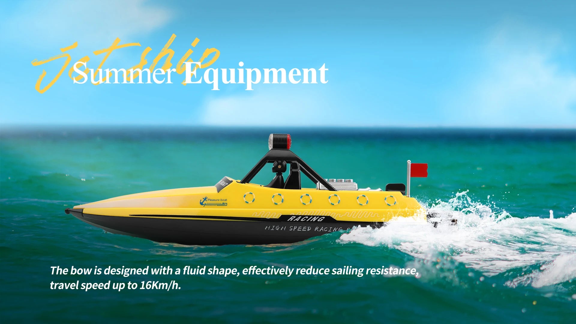 Wltoys WL917 Boat, the bow is designed with a fluid shape, effectively reduce sailing resistance . travel speed up