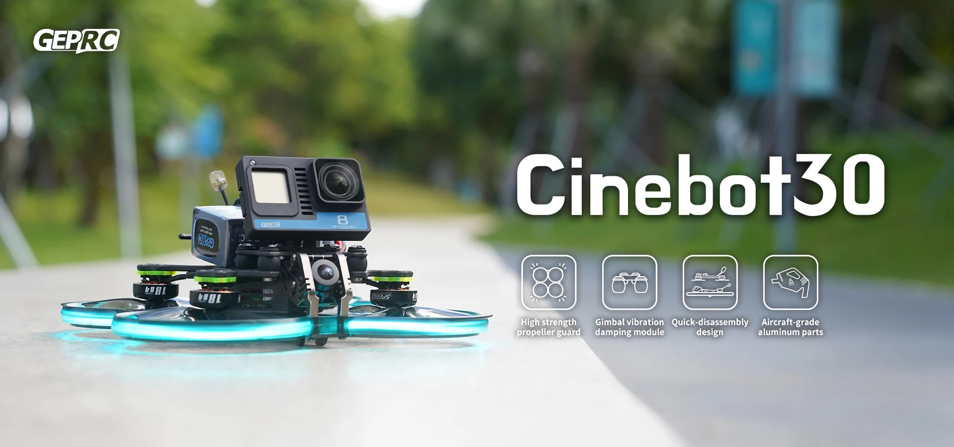 GEPRC Cinebot30 FPV Drone - HD Vista Nebula PRO FPV Drone 3inch 6S FPV Drone ELRS 2.4 G TBS Nano RX COB Lamp with System for Quadcopter FPV 8 GEPRC Cinebot30 FPV Drone, GEPRC Cinebot3o 8 CRG 3- 2 High strength Gimbal vibration Quick