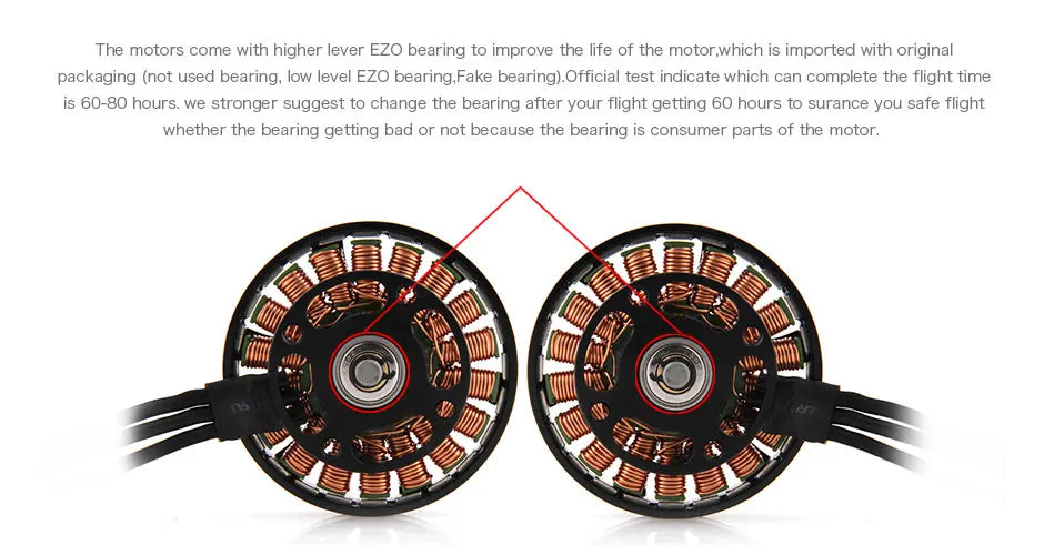 T-motor MN4004 KV300 KV400 Outrunner Brushless Motor - 1.3KG Thrust Antigravity motor For Heavy Multicopter rotor Quadcopter Helicopter 12 T-motor, the motors come with higher lever EZO bearing to improve the life of the motor