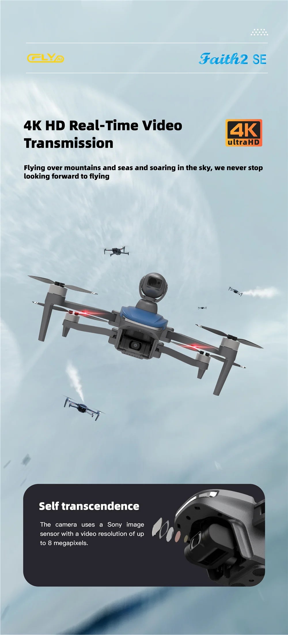 CFLY Faith2 SE Drone - 4K Profesional 3-Axis Gimbal FPV 5G Wifi GPS RC Quadcopter With Camera 540° Obstacle Avoidance Helicopter 11 CFLY Faith2 SE Drone, a Jaitk2 SE 4K HD Real-Time Video AK Transmission ultrah