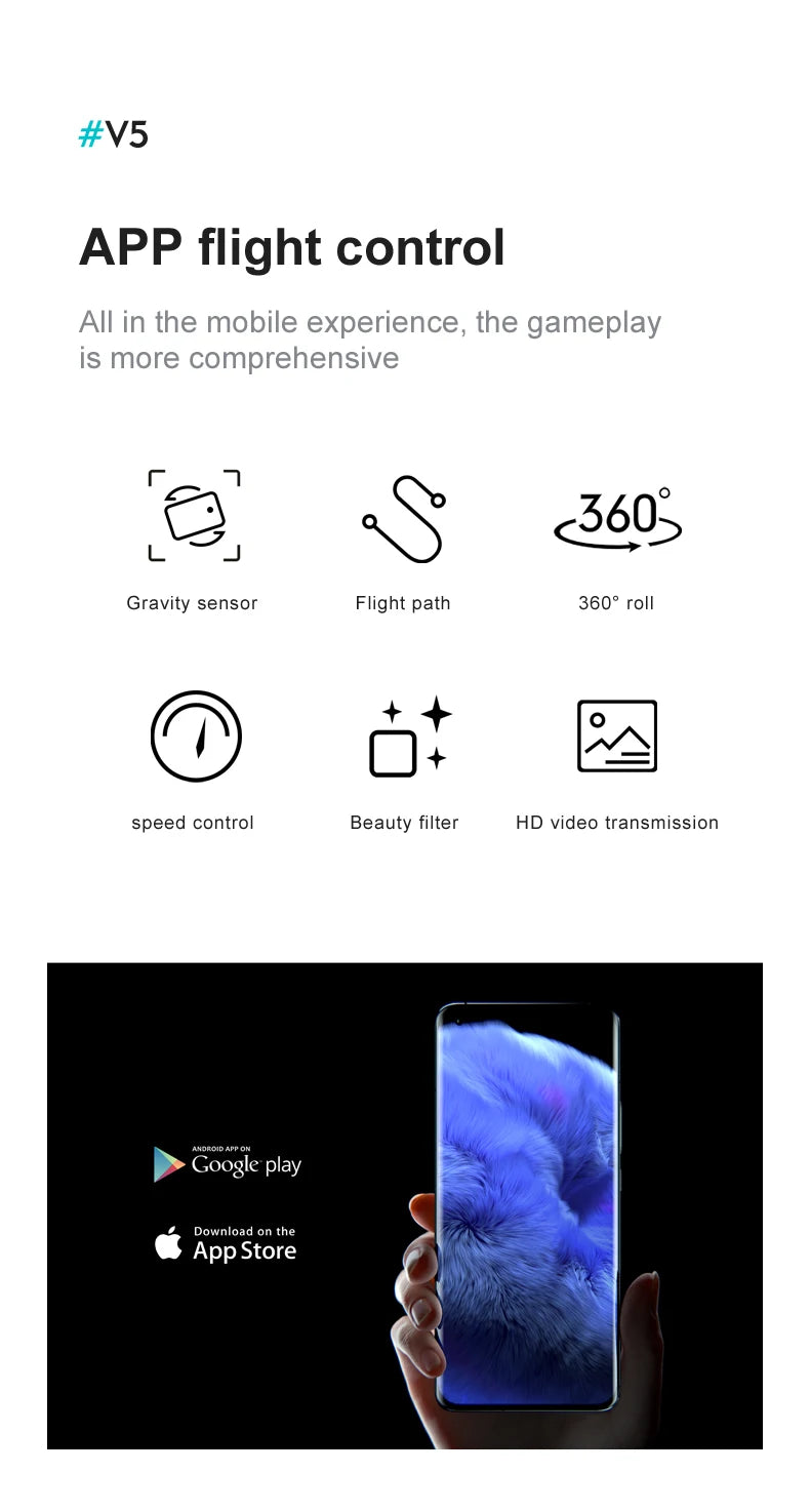 4DRC V5 Mini Drone, #v5 app flight control ail in the mobile experience,